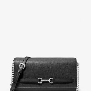 Michael Kors Black Crossbody Bag with Silver Chain